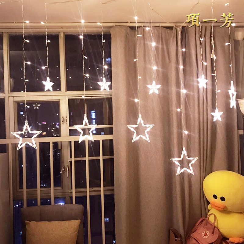 Star light net red Room layout Bedroom decoration Romantic starry curtain hanging light led colored light flashing light string light