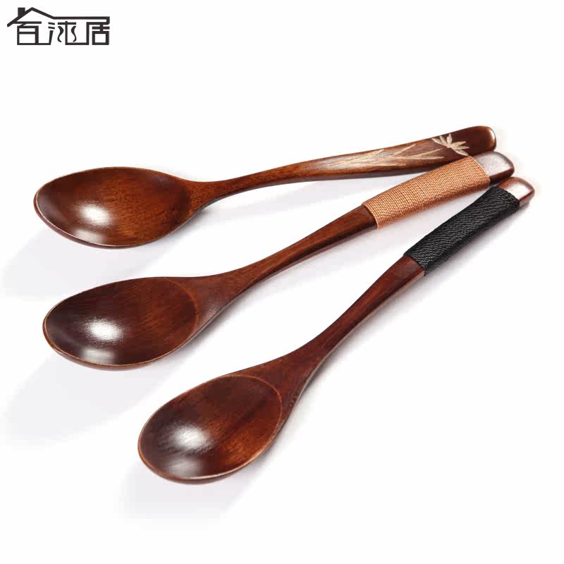 百沐居楠木勺子饭勺汤勺冰淇淋蜂蜜木勺茶匙日式厨房餐具实木调羹