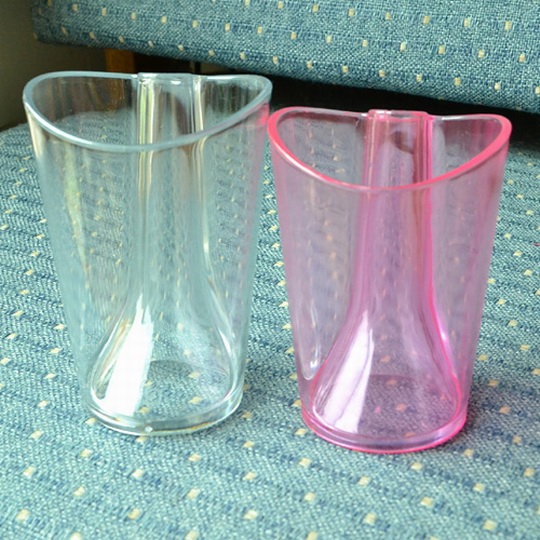 台湾官网直邮进口【iSFun】简约时尚＊透明盥洗杯架套组/二入