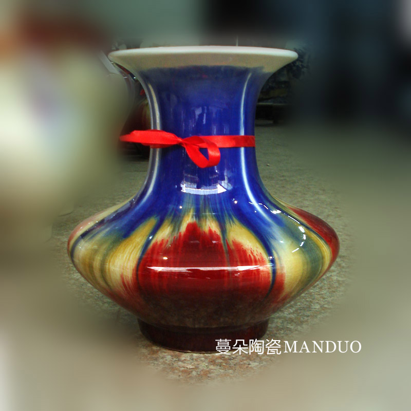 Jingdezhen gem LanBian belly home sapphire blue porcelain vases kaitai porcelain vase