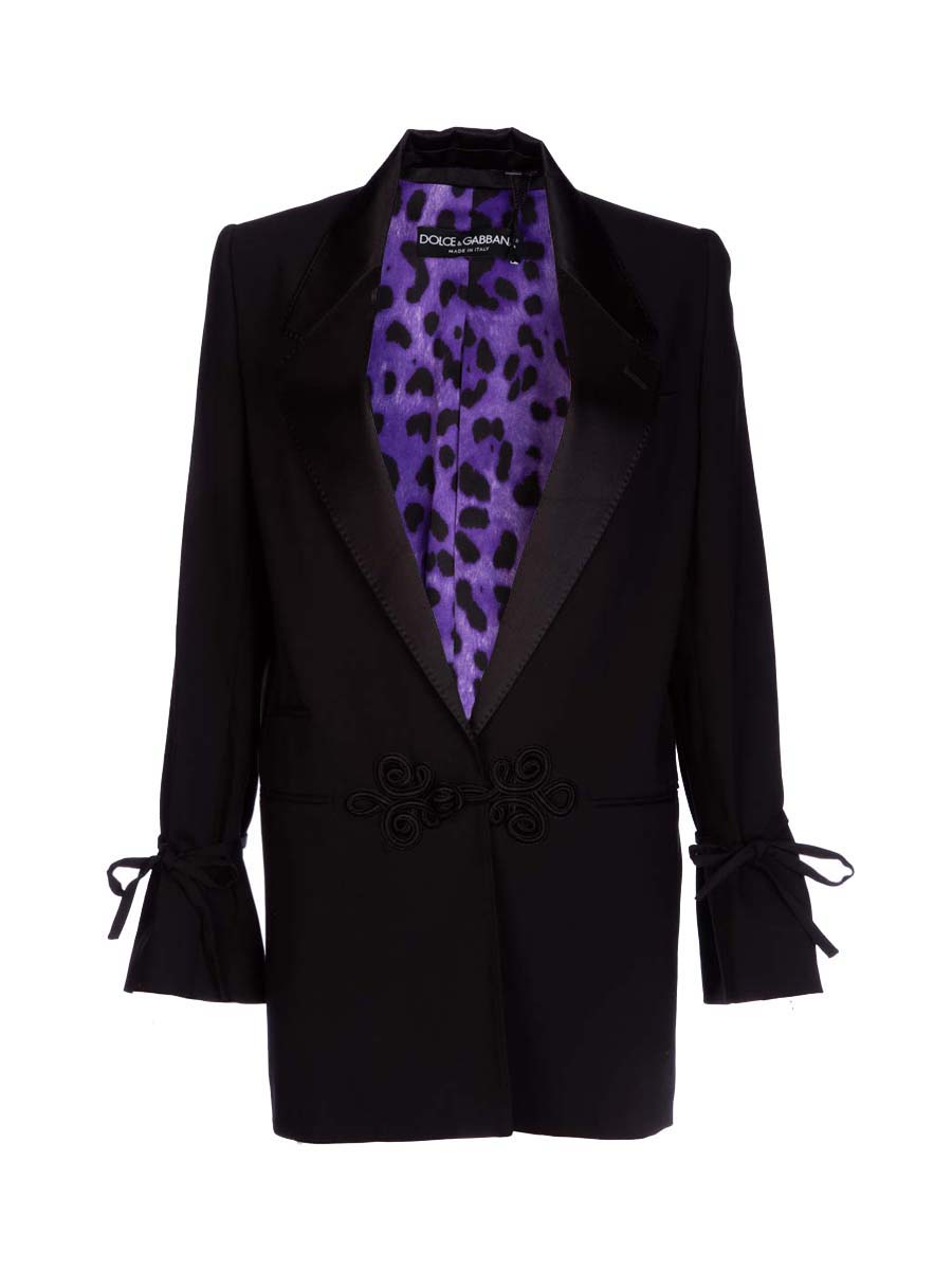 Dolce&Gabbana 深咖色翻领立体盘扣饰外套