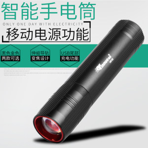 银诺强光手电筒led远射超亮户外USB可充电式防水家用小迷你多功能