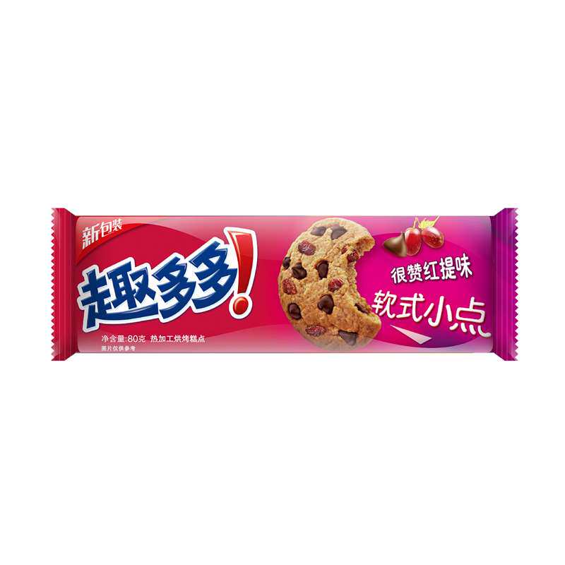 【苏宁易购】趣多多软式甜饼（精选红提口味）80g/盒
