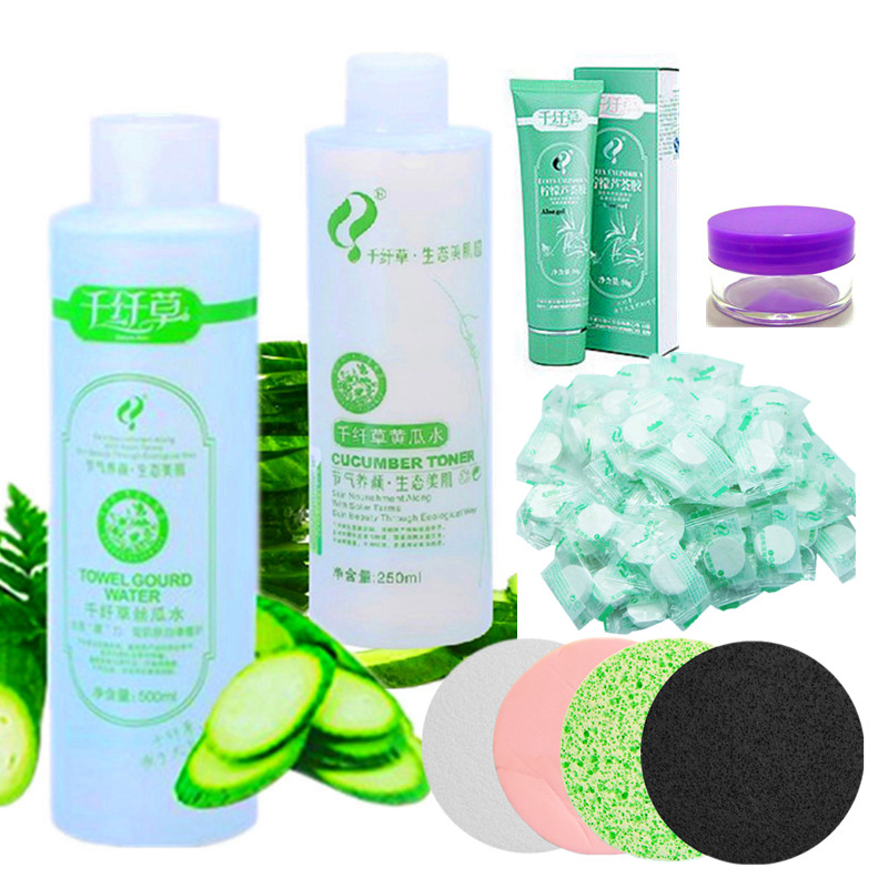 千纤草黄瓜水250ml+丝瓜水250ml共500ml爽肤水面膜柠檬芦荟凝胶汁