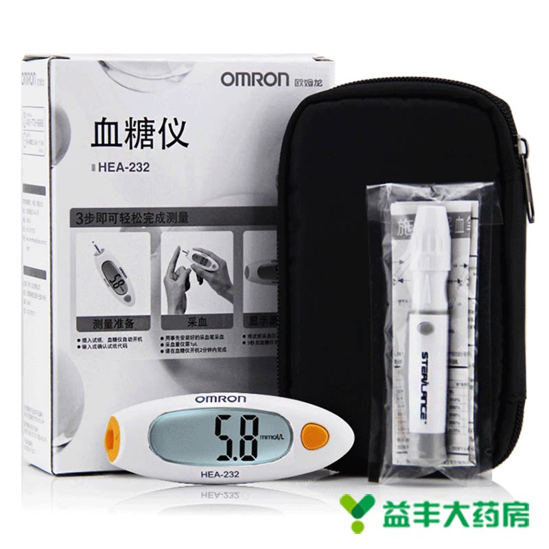 欧姆龙血糖仪HEA-232 电子血糖测试仪家用正品 送1盒试纸（25片）