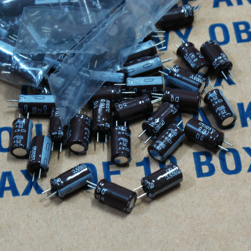 KY 100UF 25V electrolytic capacitor NCC chemical black - gold high frequency low resistance