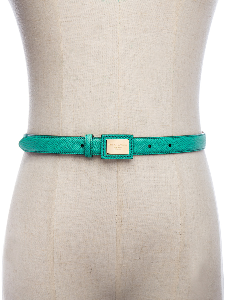 Dolce&Gabbana 浅绿纹理铭牌饰细腰带