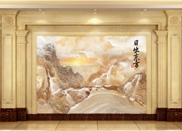 Tile Background Wall Eurostyle Living Room TV Sofa Background Wall Sunrise Oriental Crystalite Marble Roman Column