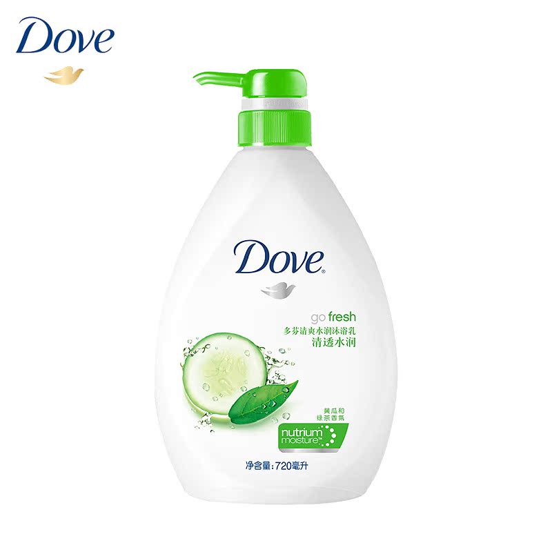 Dove多芬沐浴露清透水润沐浴乳身体乳720ml 清爽沐浴 保湿水润