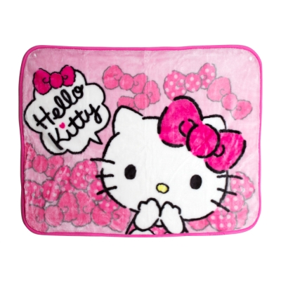 HELLO KITTY comfortable fleece blanket (pink dot bow)