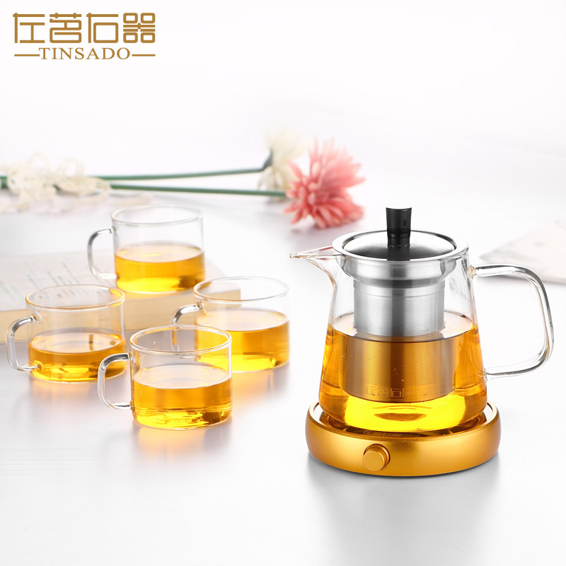 ZuoMing right device can be cooked with thick glass tea kettle stainless steel filter, large capacity can separate a warm tea
