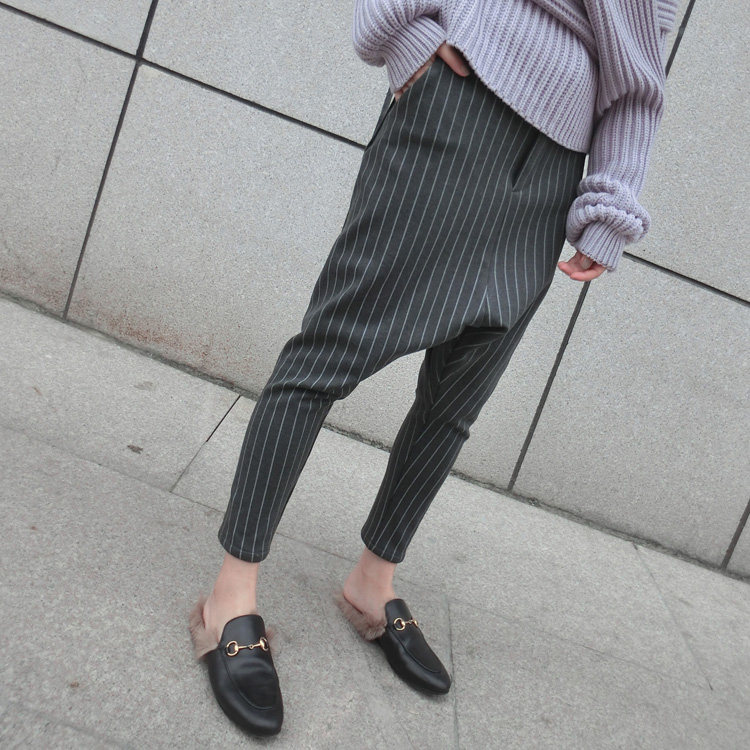 LAMBO@exclusive thickening kkon composite plus plus strap - up pants