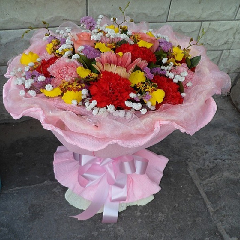 长春同城鲜花速递黄山鲜花店滁州订花阜阳送花混搭扶朗红粉康乃馨