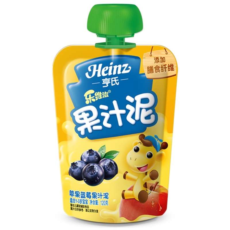 亨氏 乐维滋苹果蓝莓果汁泥/果泥/果汁120g 宝宝零食