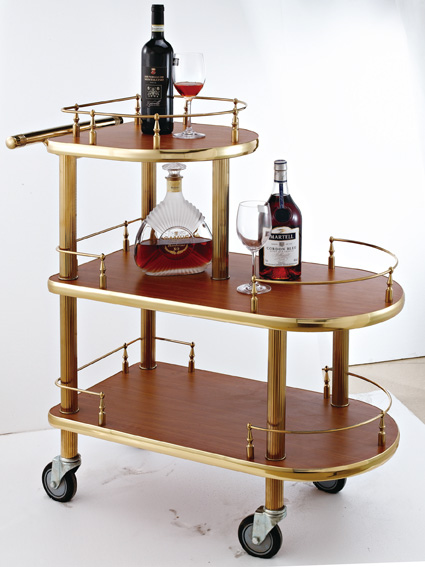 And brisk-style solid wood wine water double-decked dining car 4S store mobile tea water caravan with a hand-push refreshment car