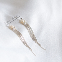 Fairy | Fringes Natural Freshwater Pearl 925 Sterling Silver Long Tassel Stud Earrings Ear Line Earpage Without Ear Piercing Ear Clips Original