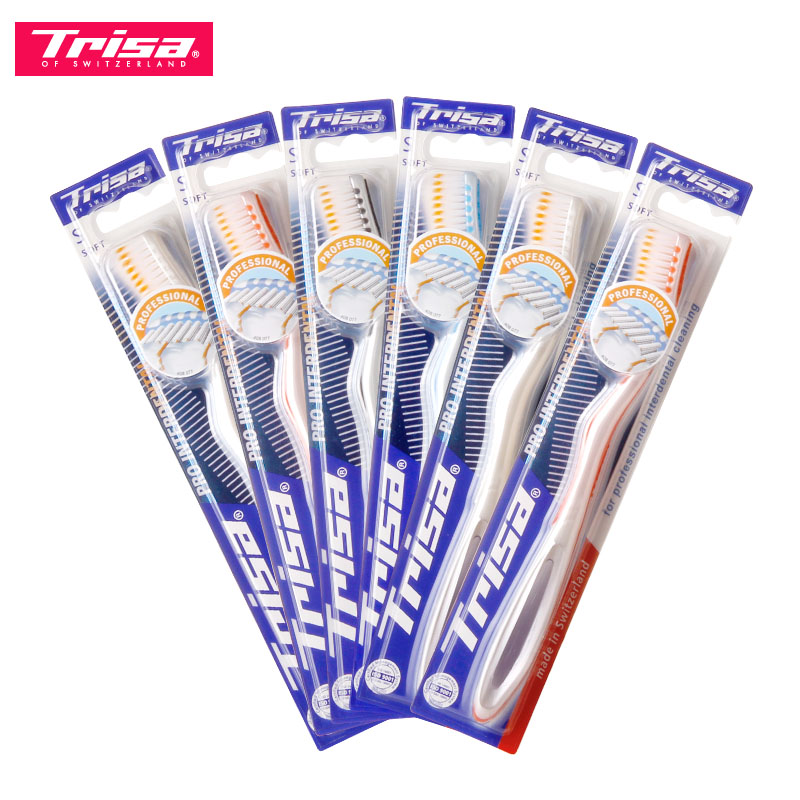 瑞士正品原装TRISA/瑞莎 灵锐牙刷软毛6支装 清洁牙齿 护理牙龈