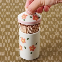 Japanese ceramic toothpick bottle hand-painted flowers made in Japan