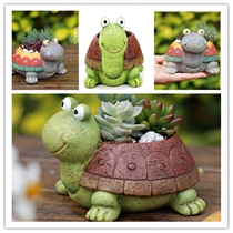 Dull tortoise flower pot creative pastoral decoration small animal fleshy turtle landscape basin resin craft ornaments