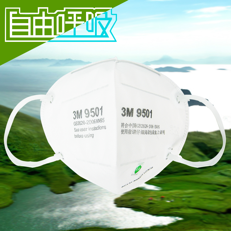 3M 9501防尘防雾霾PM2.5耳带式可折叠防护口罩 5个装