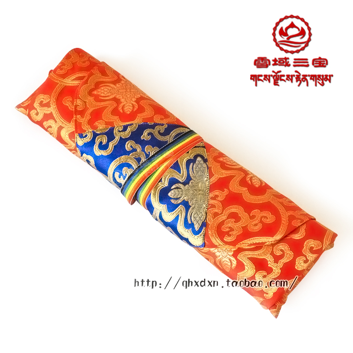 Tibetan Buddhism Wrapped Sutra Sutra cloth Tibetan damask hand-sewn double-sided bag sutra cloth Desert Rose pattern