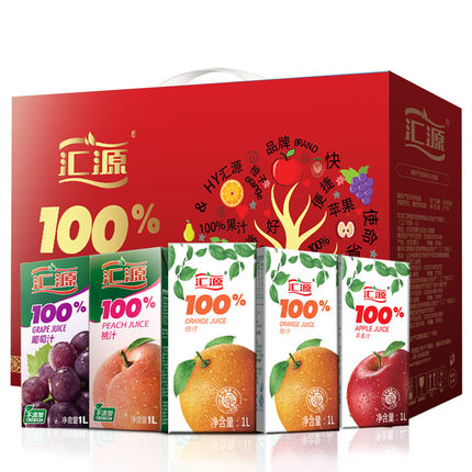 100%果汁饮料！汇源 混合口味装 1L*5盒