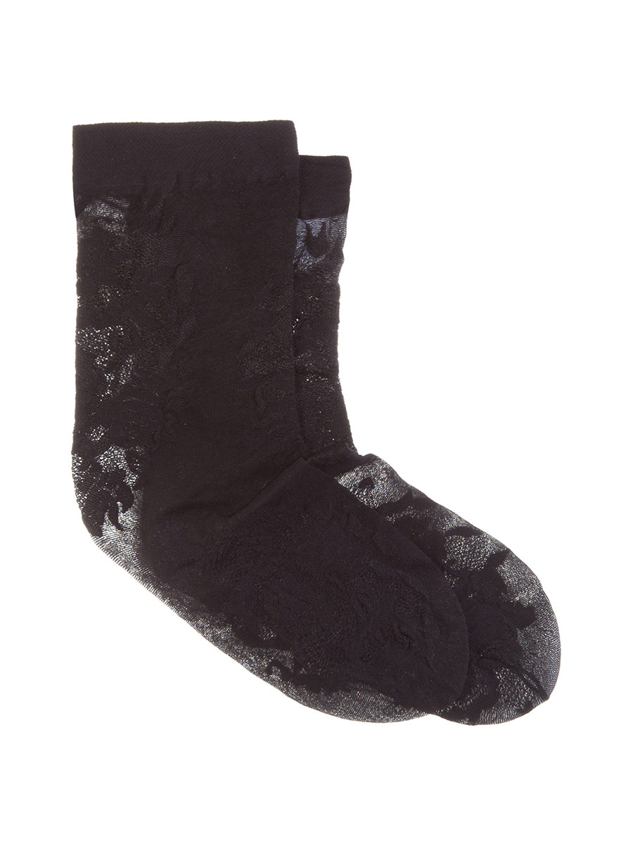 Dolce&Gabbana 深棕色钩花薄款短袜