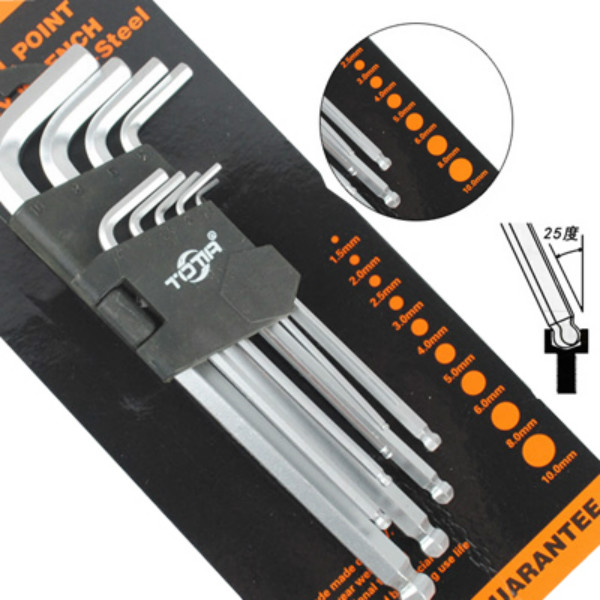 TOTTA Allen wrench 9-piece set with extra long matt ball head Allen wrench set inside hexagon