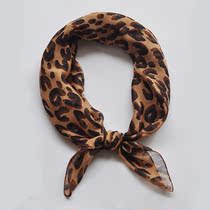 Leopard print small square scarf mulberry silk scarf small scarf summer thin neck pad small gauze hair collar scarf Korean version of the lady