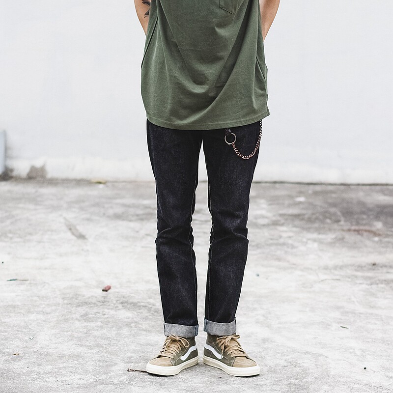 美式复古基础款阿美咔叽重磅原浆赤耳丹宁牛仔裤男红边原色直筒裤