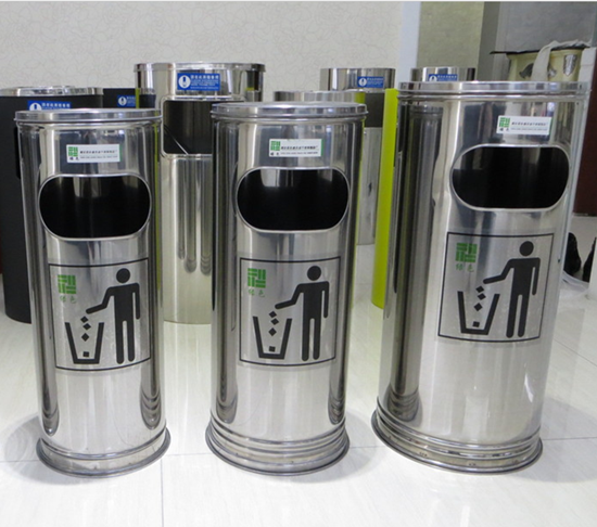 Stainless Steel Trash Cans Cylinder Peel Barrel Smoke Ash Trays Lobby Hall Airport Mall hospital Hotels Hotels