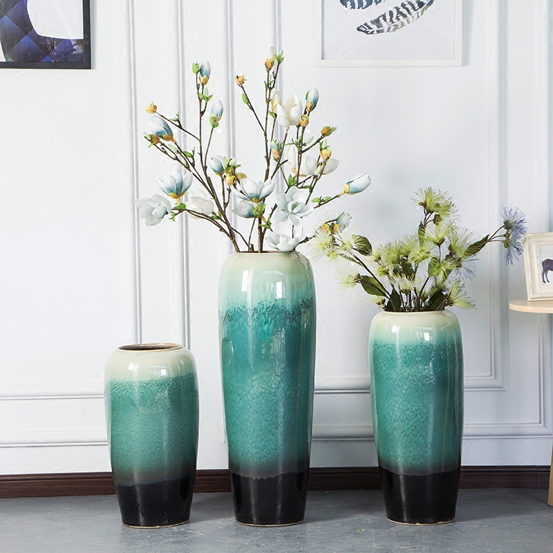 Jingdezhen ceramic floor vase color glaze pottery flower arrangement in modern Chinese style European sitting room hotel villa furnishing articles