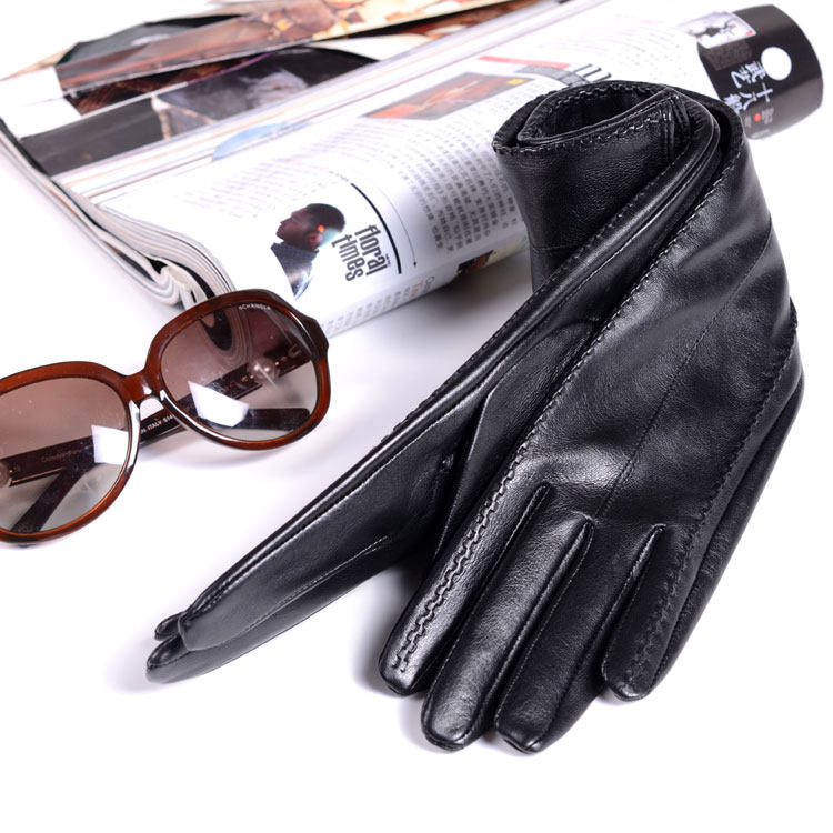 Tgenuine leather long glove arm sleeve female winter touch screen long glove small sheep leather long version glove lengthened arm sleeve female