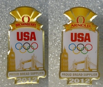 2012 London Olympics badge Team USA sponsor badge Bread provider badge 2 pieces