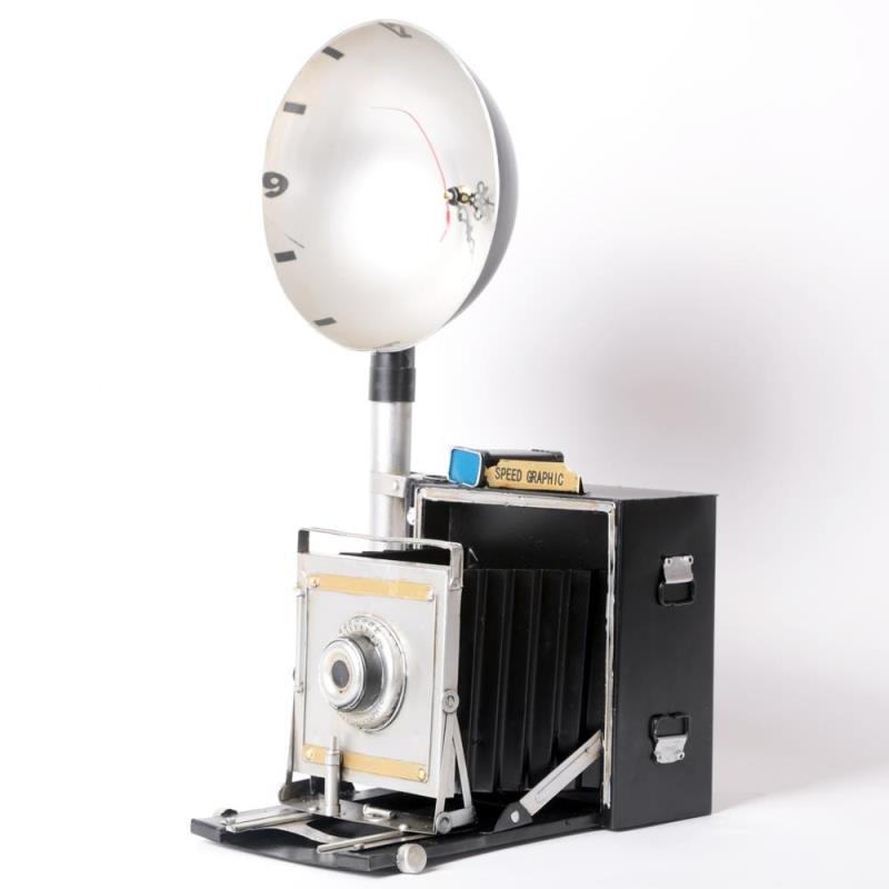 Pure Handmade Retro Watch Leather Cavity Camera Model Photography Props Bar Home Decoration Pendulum Birthday Gift