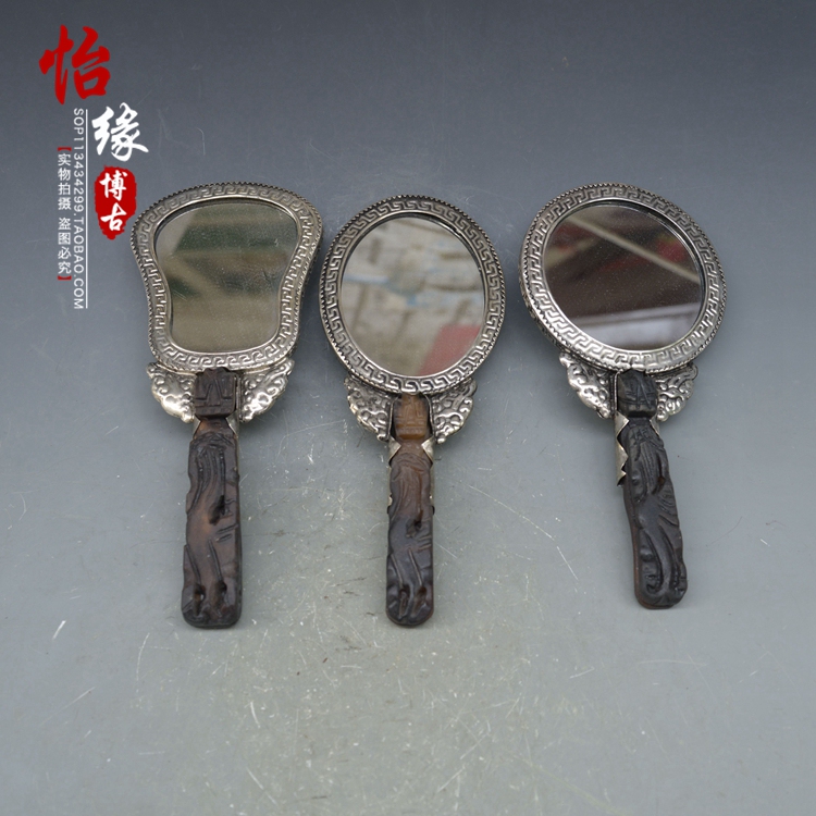 Ancient Playing Antique Miscellaneous Collections Pure Handmade White Brass Bags Wood Inlaid Jewel Dragon Pinewood Bronze Mirror Folk Antique Old Goods-Taobao