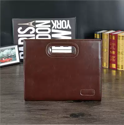 Men's bag trendy fashion hand-held business File Bag bag Crazy Horse leather men's bag casual retro envelope bag