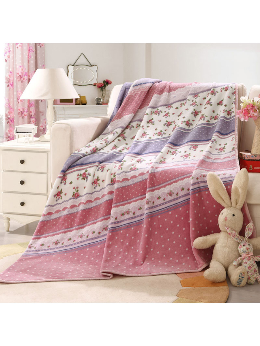 Luolai Kids/罗莱儿童 点点花朵珊瑚绒毯1.2米床