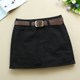 Black denim skirt women's mid-waist spring and summer new simple all-match self-cultivation and thin skirt with inner lining to prevent light loss