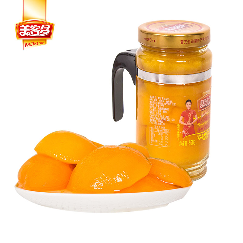 【天猫超市】美客多 糖水黄桃罐头 558g/瓶 方便新鲜水果罐头零食