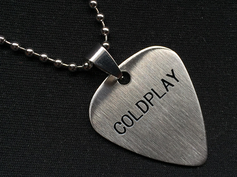 -PICKLACE-Titanium Steel Guitar Paddles Necklace Coldplay Coldplay (Silver)