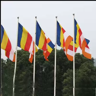 Five-color flag 145*95 Temple Buddha Hall colorful flag floating flag Road flag inserted chess pole flag Buddhist flag Buddhism flag