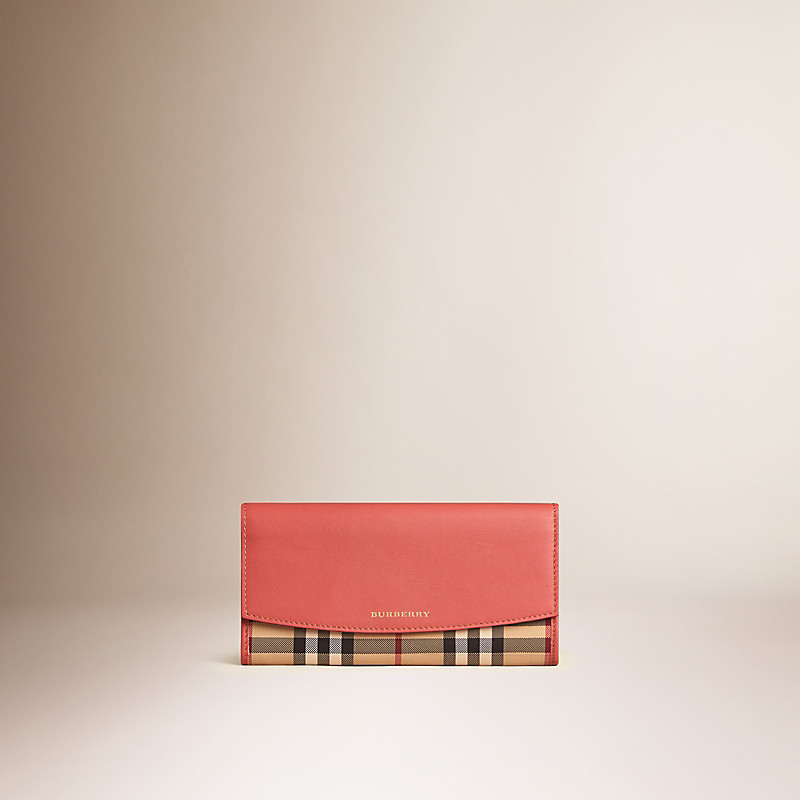 BURBERRY/博柏利Horseferry 格纹拼皮革长款钱夹 39966511