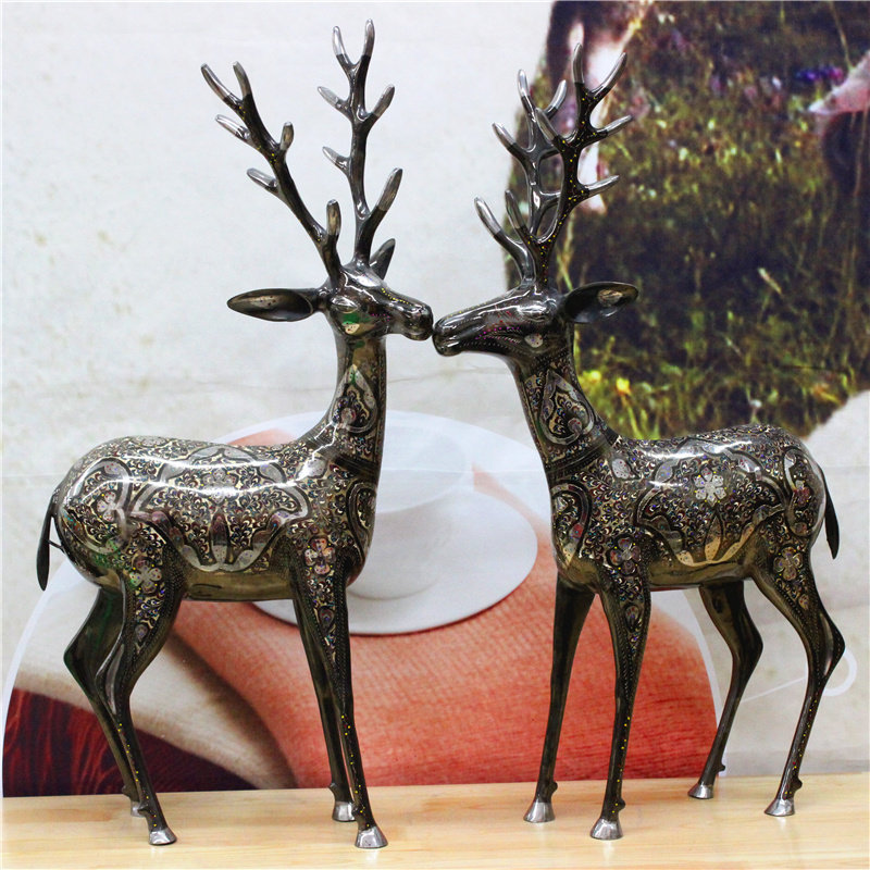 Pakistan Bronze Ware Direct Marketing Bronze Sculpture Animal 30 Inch Couple Fu Shoufu Expensive to the deer BT528