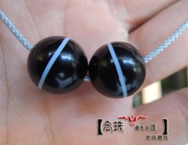 Pure old material natural black and white first-line medicine teacher beads Sky beads 13 8 waist beads with beads Tibetan accessories pair beads DIY
