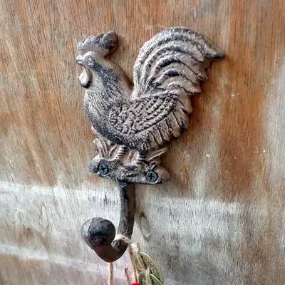 Cast iron rooster single hook Pastoral style decorative hook retro old