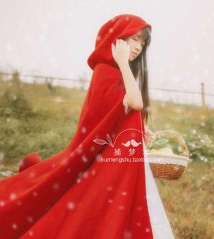 Retro Little Red Riding Hood ເສື້ອຄຸມຂົນແກະສີແດງຜູ້ນໍາສີແດງ