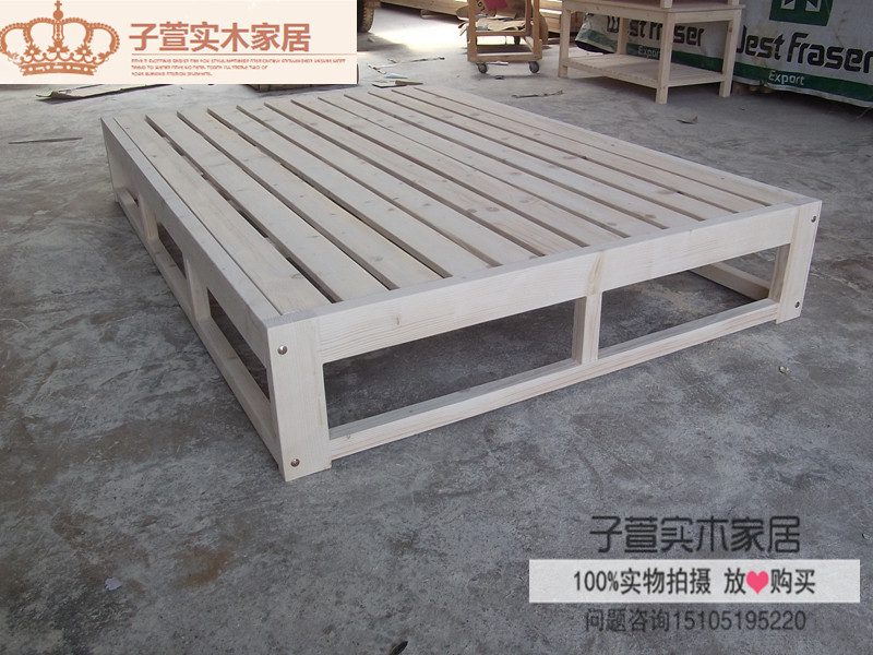 Special offer solid wood adult double bed 1 5 1 8 tatami single bed children's bed 1 0 1 2 simple pine bed