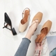 Giày bà ngoại mới hè 2018 với giày cao cổ vuông vắt chéo Giày nữ Baotou sandal nữ mùa hè dày với giày cao gót giày sandal nữ hoa cúc Sandal