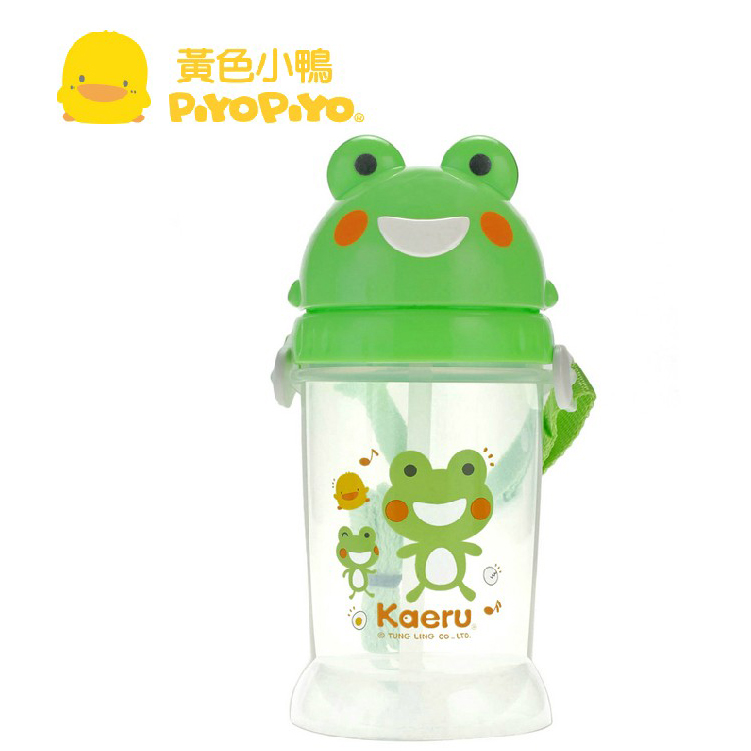 黄色小鸭哈皮蛙系列系方便携带滑盖喝水吸管杯子 350ml